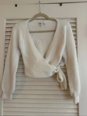 Topshop Ivory Wrap V-Neck Sweater